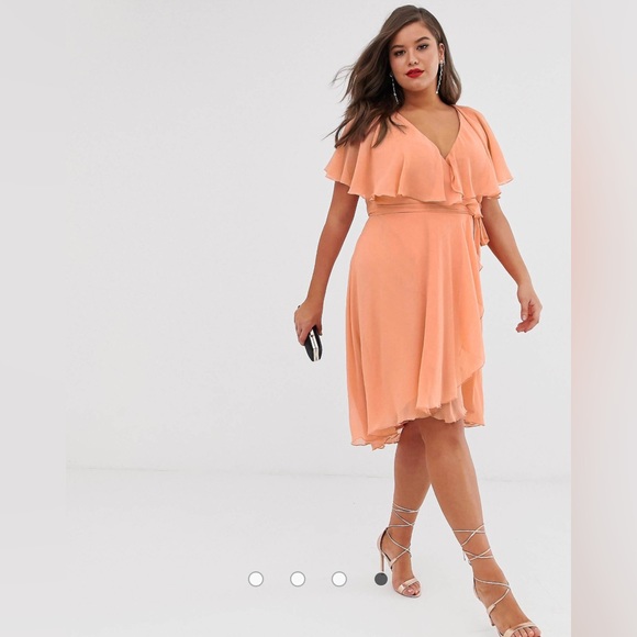 ASOS Dresses | ASOS CURVE cape back dipped hem midi dress - Picture 3 of 7